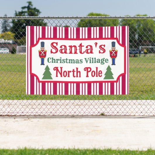 Santa's Retro Christmas Village Sign Banner 横断幕 (インサイチュ)