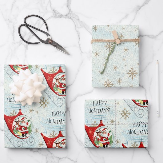 Santa's Retro Rotor Sleigh ラッピングペーパーシート (正面)