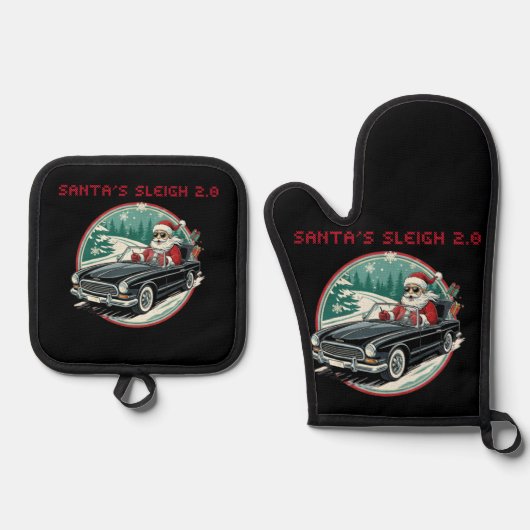 Santa's Sleigh 2.0 Pot Holders 鍋つかみ&鍋敷きセット (正面)