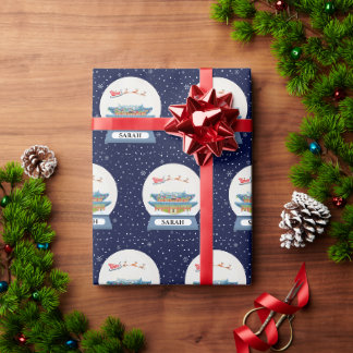Santa's Sleigh In Korea Snow Globe (パーソナライズされた) ラッピングペーパー