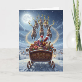 Santa's Sleigh Ride - Christmas Greeting Card シーズンカード