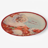 Santas Sleigh Ride Vintage Christmas ペーパープレート (アングル)