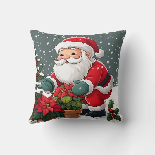 Santa's Snowy Poinsettia Garden クッション (裏面)