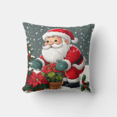 Santa's Snowy Poinsettia Garden クッション (正面)