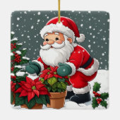 Santa's Snowy Poinsettia Garden セラミックオーナメント (裏面)