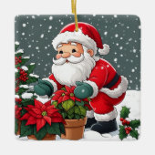 Santa's Snowy Poinsettia Garden セラミックオーナメント (正面)