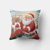 Santa's Snowy Poinsettia Greenhouse Garden クッション (裏面)