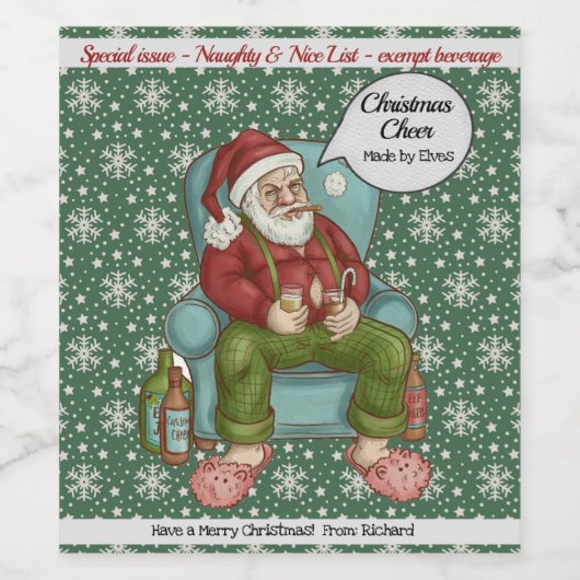 Santa's Special Issue Personalize Name Set of 3 ワインラベル (シングルラベル)