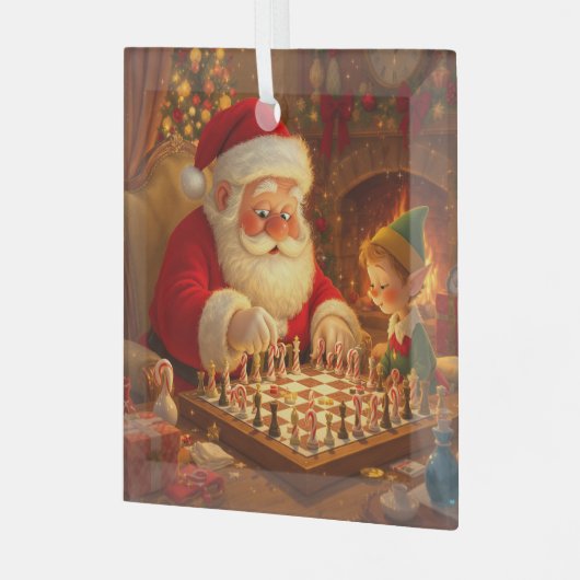 Santa's Strategy Session ガラスオーナメント (正面左)