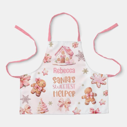 Santas sweetest helper Christmas Cookies girl エプロン (正面)