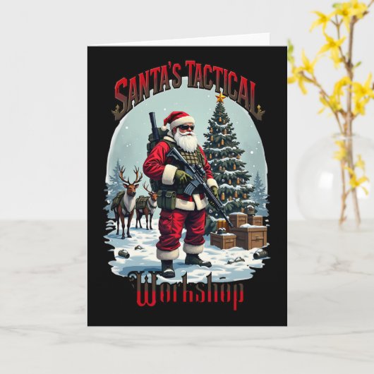 Santa's Tactical Workshop Ar-15 Gun Rights Patriot カード (黄色い花)