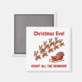 Santa's Team Reindeer Counting Game Christmas Eve  マグネット (正面/裏面)