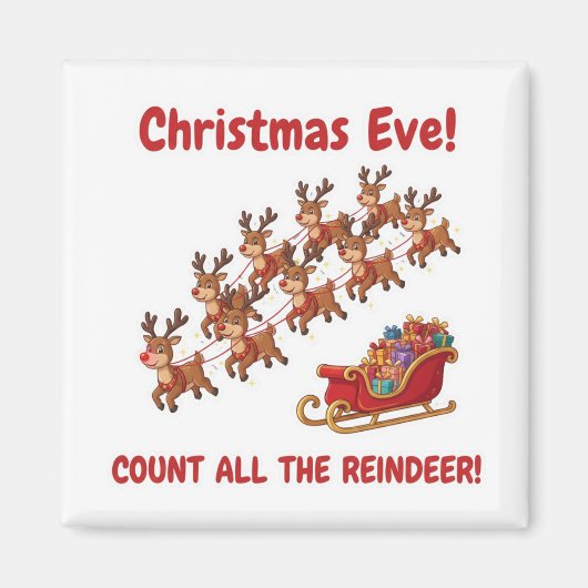 Santa's Team Reindeer Counting Game Christmas Eve  マグネット (正面)