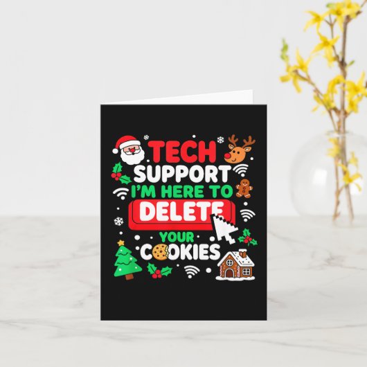 Santa's Tech Suprt Rebooting Christmas Computer Me カード (黄色い花)