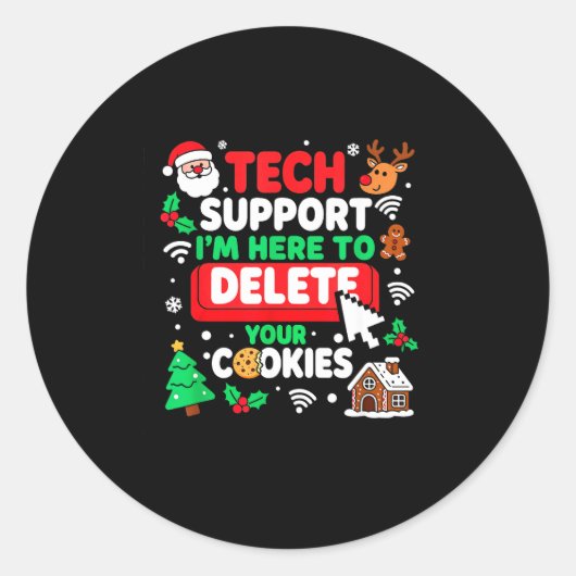 Santa's Tech Suprt Rebooting Christmas Computer Me ラウンドシール (正面)