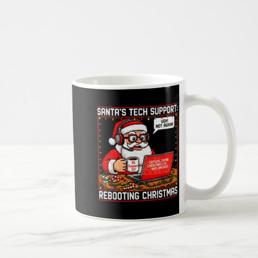 Santa's Tech Suprt_ Rebooting Christmas Funny コーヒーマグカップ (右)