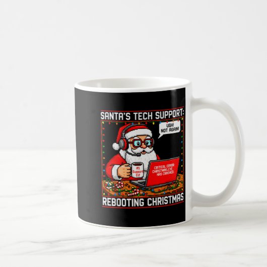 Santa's Tech Suprt_ Rebooting Christmas Funny  コーヒーマグカップ (右)