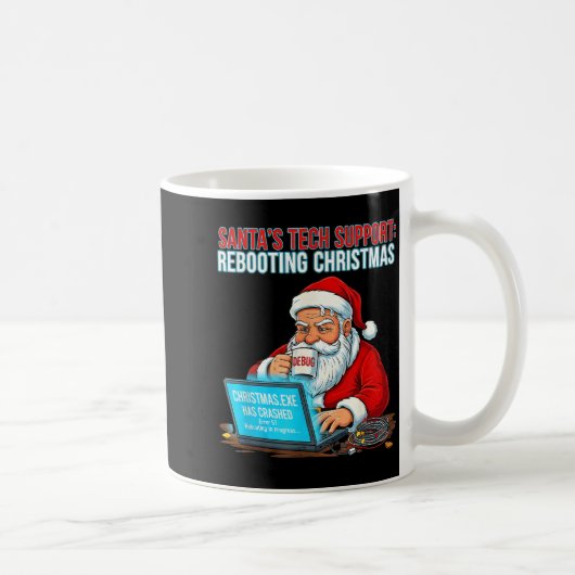 Santa's Tech Suprt_ Rebooting Christmas Funny コーヒーマグカップ (右)