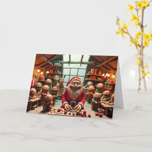 Santa's Twisted Helpers: A Mischievous Workshop カード (黄色い花)