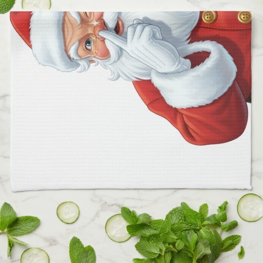 Santa's Watching Kitchen Christmas Towel キッチンタオル (折り畳み)