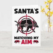 Santa's Watching My Aim - Boar Hog Hunting カード (黄色い花)