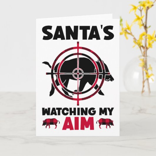 Santa's Watching My Aim - Boar Hog Hunting  カード (黄色い花)