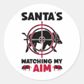 Santa's Watching My Aim - Boar Hog Hunting  ラウンドシール (正面)