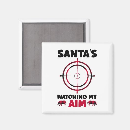 Santa's Watching My Aim - Boar Hog Hunting 1  マグネット (正面/裏面)