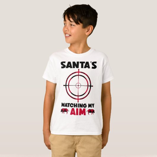 Santa's Watching My Aim - Boar Hog Hunting 1 Tシャツ (正面フル)