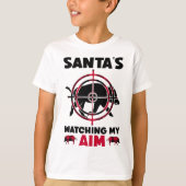Santa's Watching My Aim - Boar Hog Hunting  Tシャツ (正面)