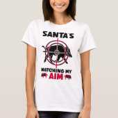 Santa's Watching My Aim - Boar Hog Hunting Tシャツ (正面)