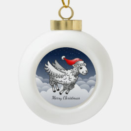 Santa's Wonderful Christmas Lamb セラミックボールオーナメント