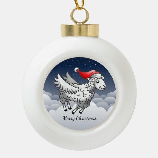 Santa's Wonderful Christmas Lamb セラミックボールオーナメント (正面)