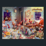 Santas Workshop ポスター<br><div class="desc">A beautiful vintage poster featuring Santa with his elves in the workshop.</div>