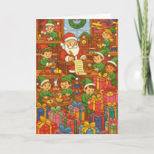 Santa's Workshop Busy Elves Custom Christmas カード (正面)