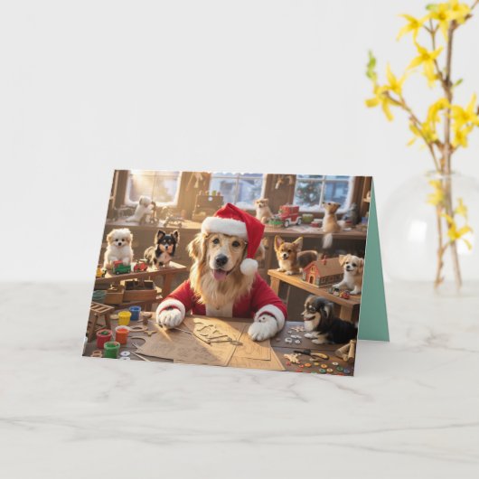 Santa's Workshop Christmas Card カード (黄色い花)