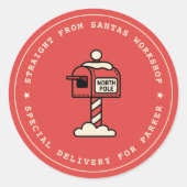 Santas Workshop Sticker | North Pole Delivery ラウンドシール (正面)