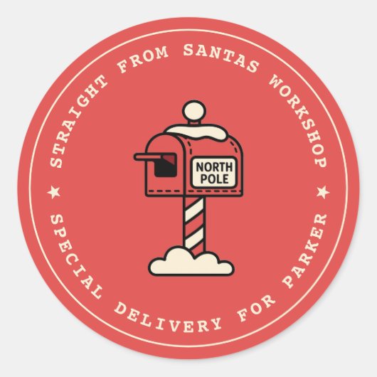 Santas Workshop Sticker | North Pole Delivery ラウンドシール (正面)