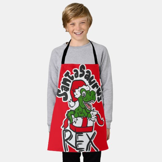 Santasaurus Rex エプロン (着用した状態)