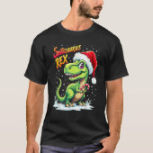 Santasaurus Rex Funny Dinosaur xmas Santa Hat Cand Tシャツ (正面)