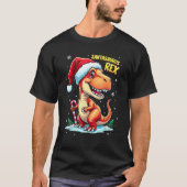 Santasaurus Rex Funny Dinosaur xmas Santa Hat Cand Tシャツ (正面)