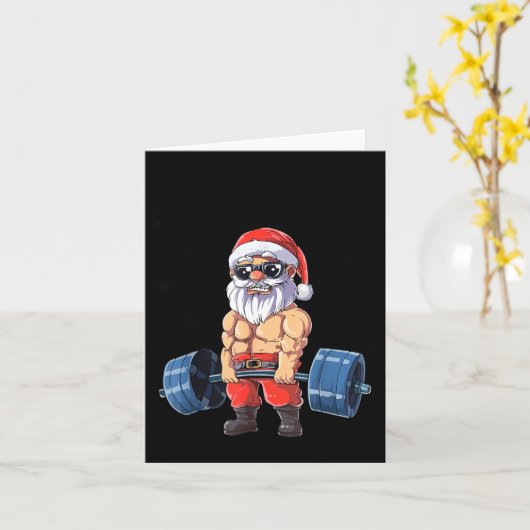 Santashred Funny Santa Meme Xmas Gym Bodybuilding  カード (黄色い花)