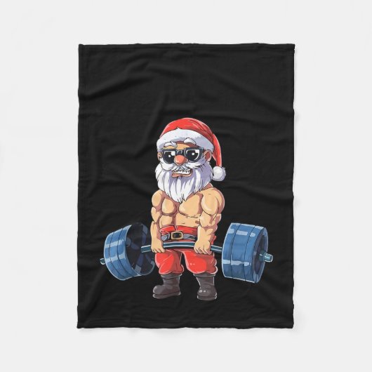 Santashred Funny Santa Meme Xmas Gym Bodybuilding  フリースブランケット (正面)