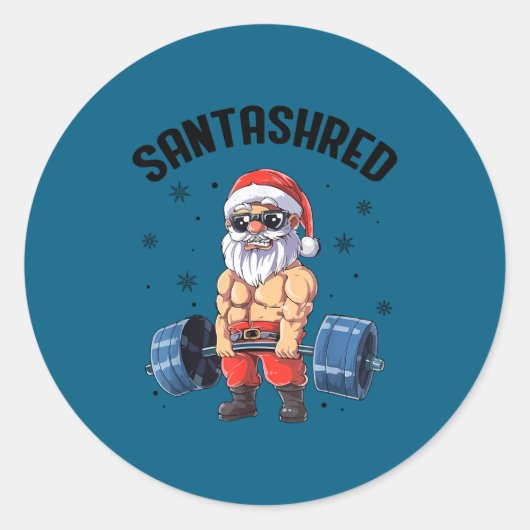 Santashred Funny Santa Meme Xmas Gym Bodybuilding ラウンドシール (正面)