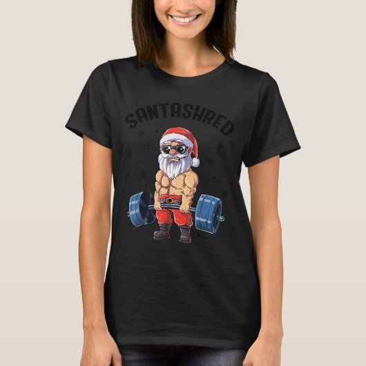 Santashred Funny Santa Meme Xmas Gym Bodybuilding Tシャツ (正面)
