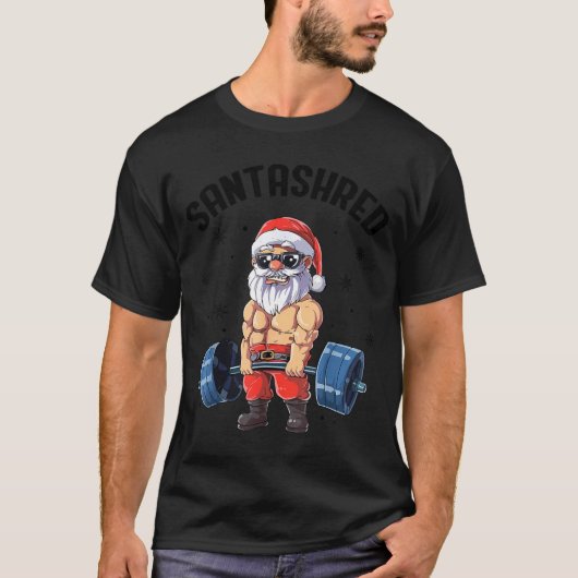 Santashred Funny Santa Meme Xmas Gym Bodybuilding Tシャツ (正面)