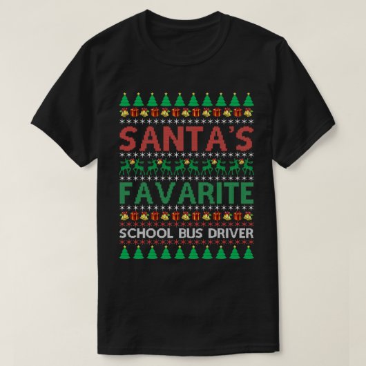 Santax27sスクリお気に入りのールバスドライバクリスマス Tシャツ (デザイン正面)