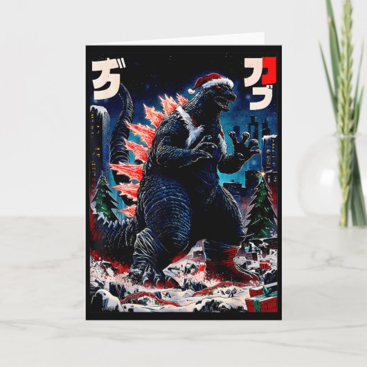 Santazilla Japanese Monster Kaiju Dinosaur Christm カード (正面)