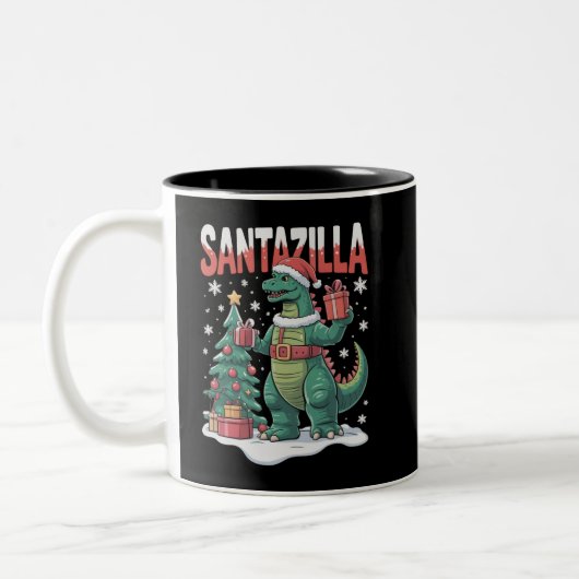 Santazilla Japanese Monster Kaiju Xmas Dinosaur ツートーンマグカップ (左)