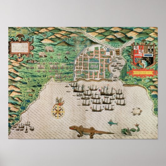 Santiago, Cape Verde, 1589 ポスター (正面)